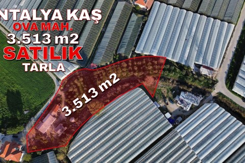Antalya Kaş Ova Mahallesi 3.513m2 Tarla Satılık 